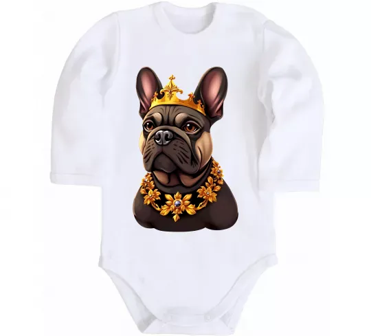 Дитячий бодік French bulldog king Білий фото
