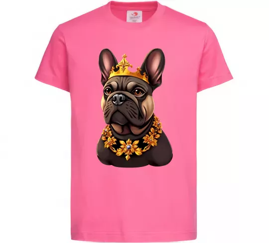 Детская футболка French bulldog king Ярко-розовый фото