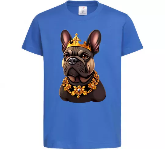 Детская футболка French bulldog king Ярко-синий фото