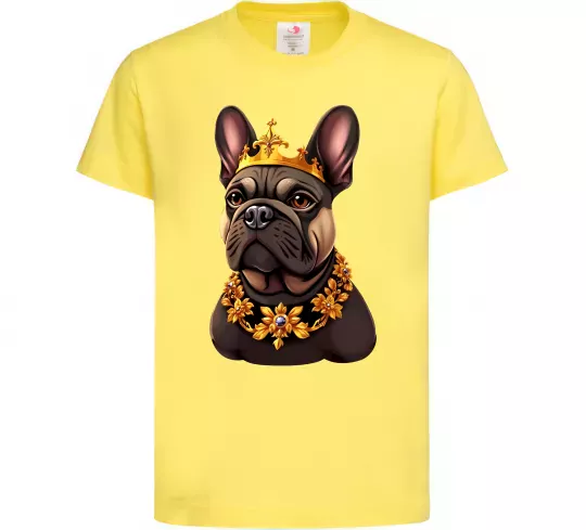 Детская футболка French bulldog king Лимонный фото
