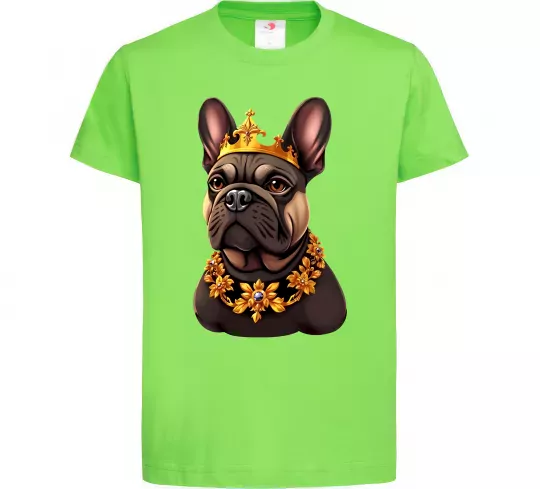 Детская футболка French bulldog king Лаймовый фото