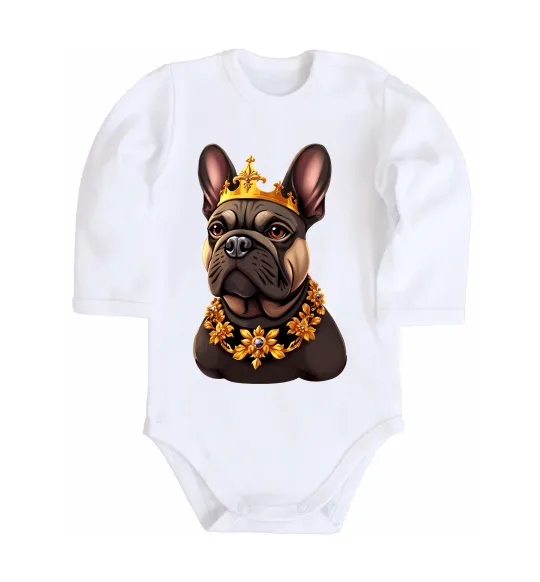 Дитячий бодік French bulldog king Білий фото