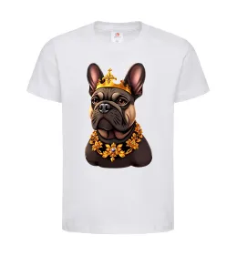 Дитяча футболка French bulldog king Білий фото