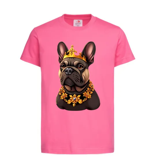 Детская футболка French bulldog king Ярко-розовый фото