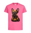 Детская футболка French bulldog king Ярко-розовый фото