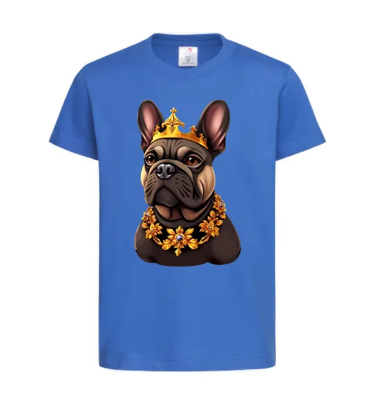 Детская футболка French bulldog king Ярко-синий фото