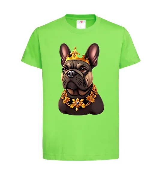 Детская футболка French bulldog king Лаймовый фото