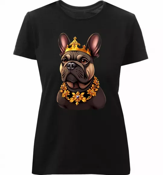 Женская премиум футболка French bulldog king Черный фото