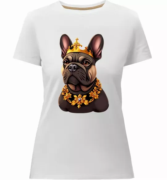 Женская премиум футболка French bulldog king Белый фото