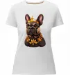 Женская премиум футболка French bulldog king Белый фото