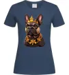 Жіноча футболка French bulldog king Темно-синій фото