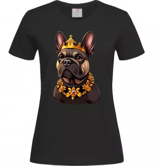 Жіноча футболка French bulldog king Чорний фото