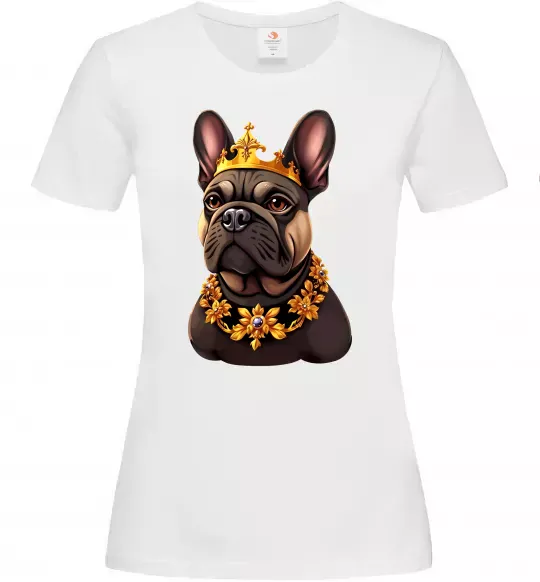 Жіноча футболка French bulldog king Білий фото