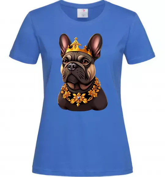 Жіноча футболка French bulldog king Яскраво-синій фото