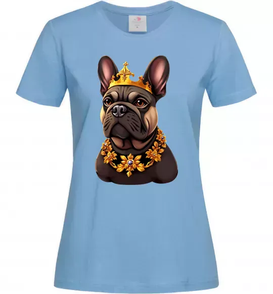 Жіноча футболка French bulldog king Блакитний фото