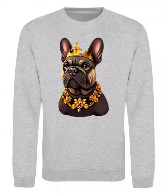 Свитшот French bulldog king Серый меланж фото