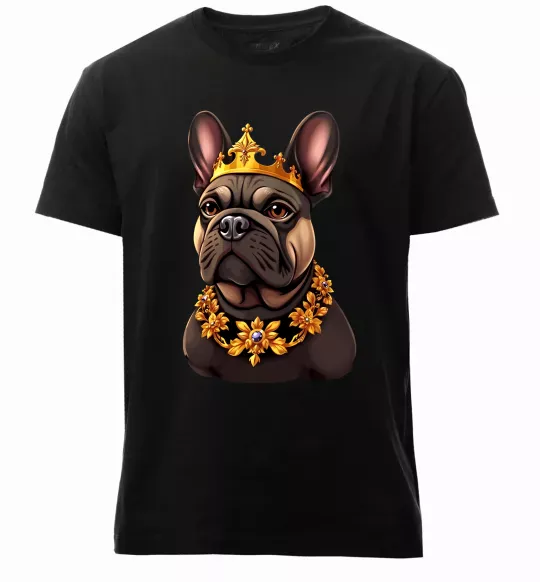 Мужская премиум футболка French bulldog king Черный фото