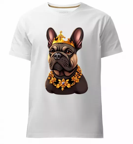 Мужская премиум футболка French bulldog king Белый фото