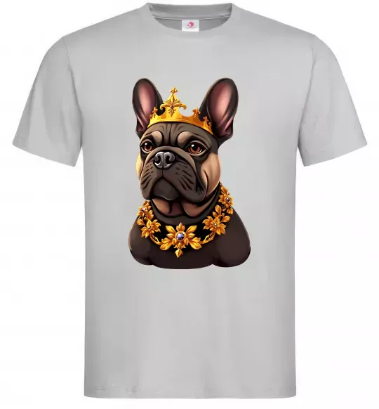 Чоловіча футболка French bulldog king Сірий фото