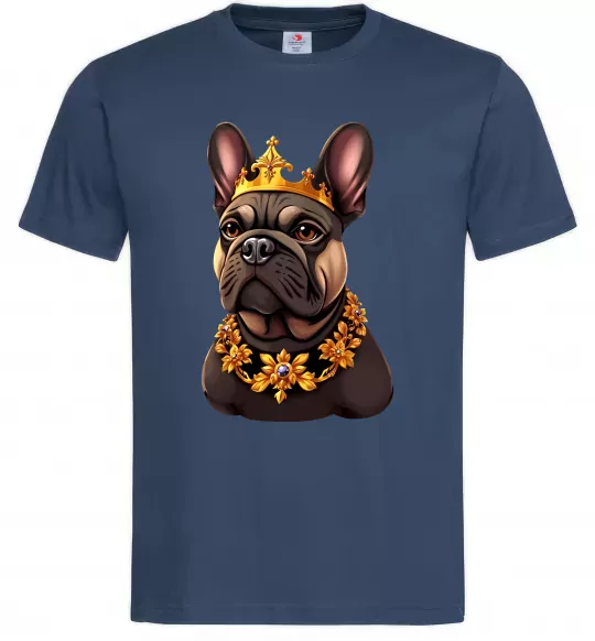 Чоловіча футболка French bulldog king Темно-синій фото