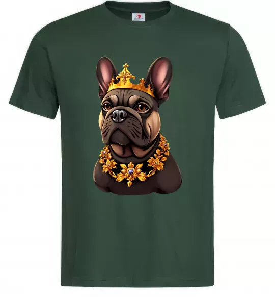 Чоловіча футболка French bulldog king Темно-зелений фото