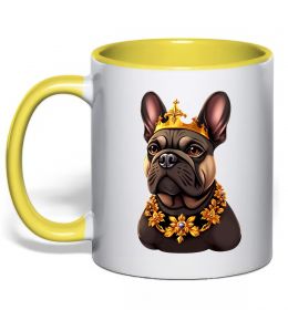 Чашка с цветной ручкой French bulldog king