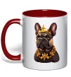 Чашка с цветной ручкой French bulldog king Красный фото