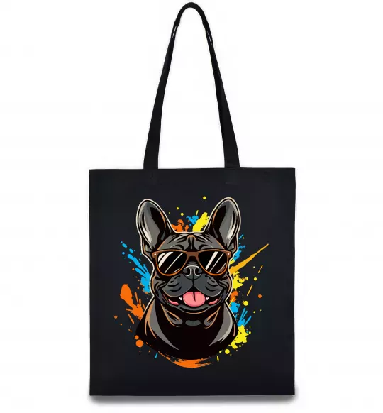 Эко-сумка French bulldog sunglasses Черный фото