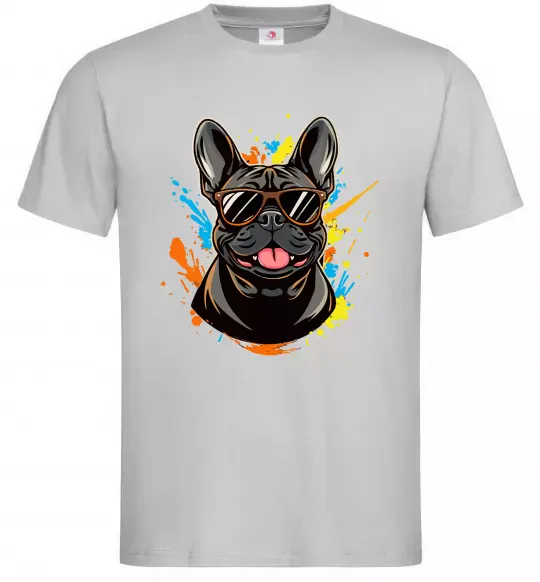 Чоловіча футболка French bulldog sunglasses Сірий фото