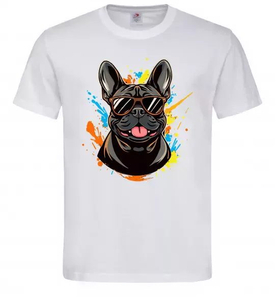 Чоловіча футболка French bulldog sunglasses Білий фото