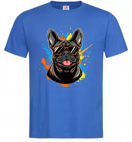 Чоловіча футболка French bulldog sunglasses Яскраво-синій фото