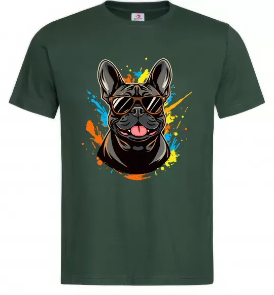 Чоловіча футболка French bulldog sunglasses Темно-зелений фото