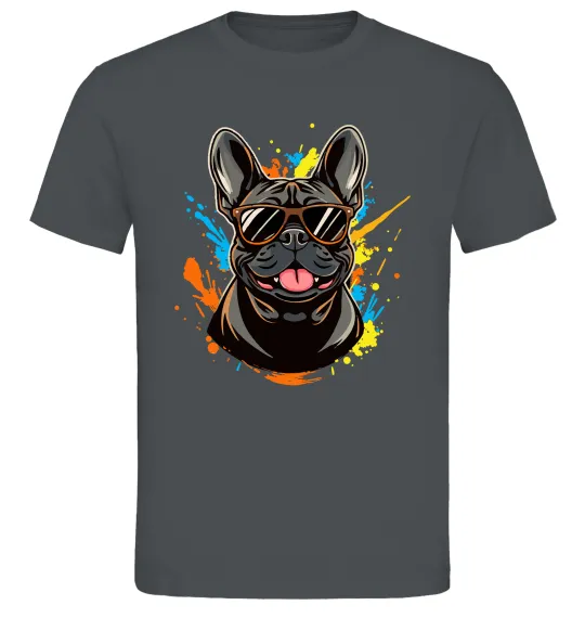 Чоловіча футболка French bulldog sunglasses Графіт фото
