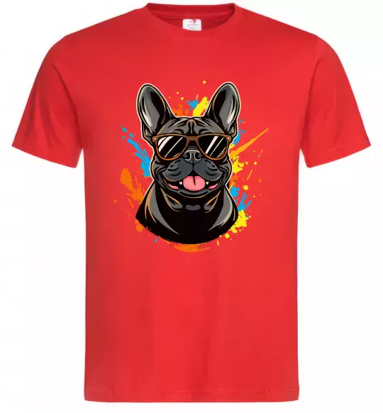 Чоловіча футболка French bulldog sunglasses Червоний фото