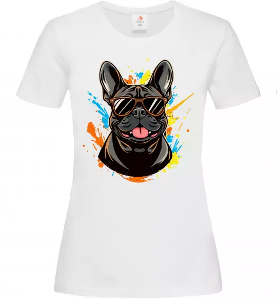 Жіноча футболка French bulldog sunglasses Білий фото