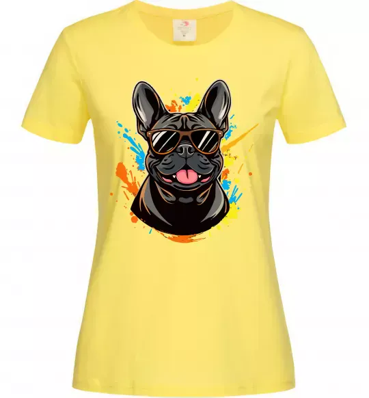 Жіноча футболка French bulldog sunglasses Лимонний фото