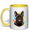 Чашка с цветной ручкой French bulldog sunglasses Солнечно желтый фото