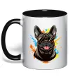 Чашка с цветной ручкой French bulldog sunglasses Черный фото