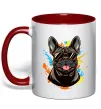 Чашка с цветной ручкой French bulldog sunglasses Красный фото