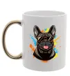 Чашка с цветной ручкой French bulldog sunglasses Золото фото