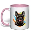 Чашка с цветной ручкой French bulldog sunglasses Нежно розовый фото