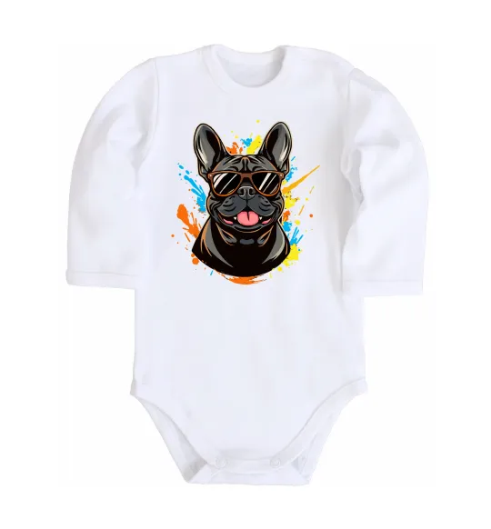 Дитячий бодік French bulldog sunglasses Білий фото