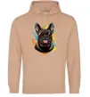 Мужская толстовка (худи) French bulldog sunglasses Песочный фото