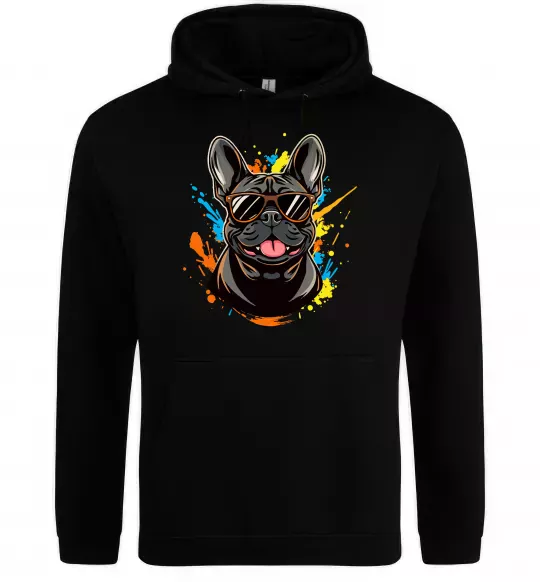 Женская толстовка (худи) French bulldog sunglasses Черный фото