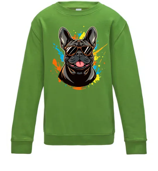 Детский Свитшот French bulldog sunglasses Лаймовый фото