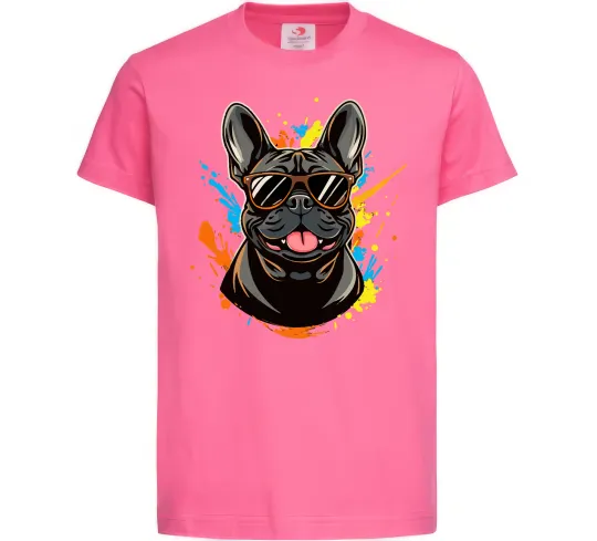 Детская футболка French bulldog sunglasses Ярко-розовый фото