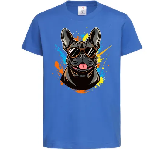 Детская футболка French bulldog sunglasses Ярко-синий фото
