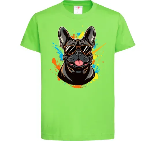 Детская футболка French bulldog sunglasses Лаймовый фото