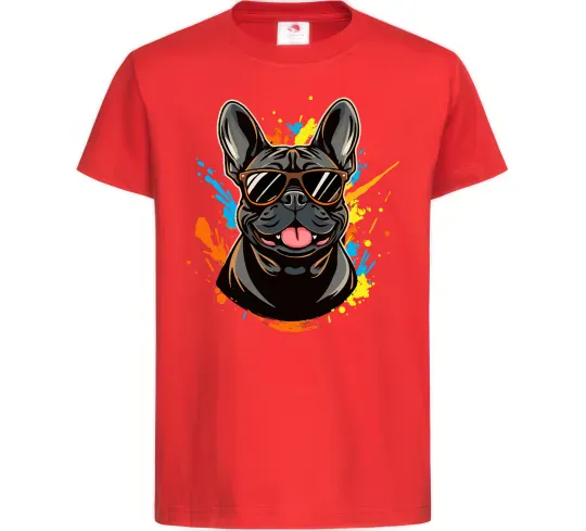 Детская футболка French bulldog sunglasses Красный фото