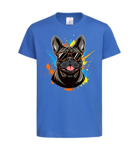 Дитяча футболка French bulldog sunglasses Яскраво-синій фото